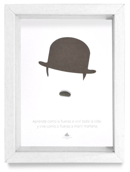 Cuadro Tributo Charles Chaplin marco blanco