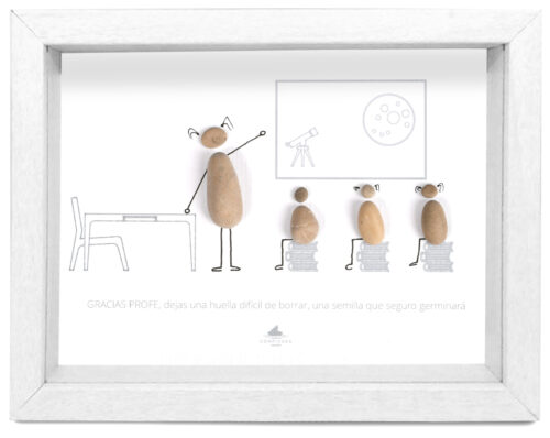 Cuadro profesión Maestros horizontal marco blanco