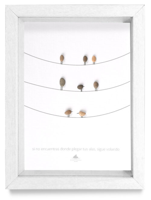Cuadro Pajaritos Cable Blanco