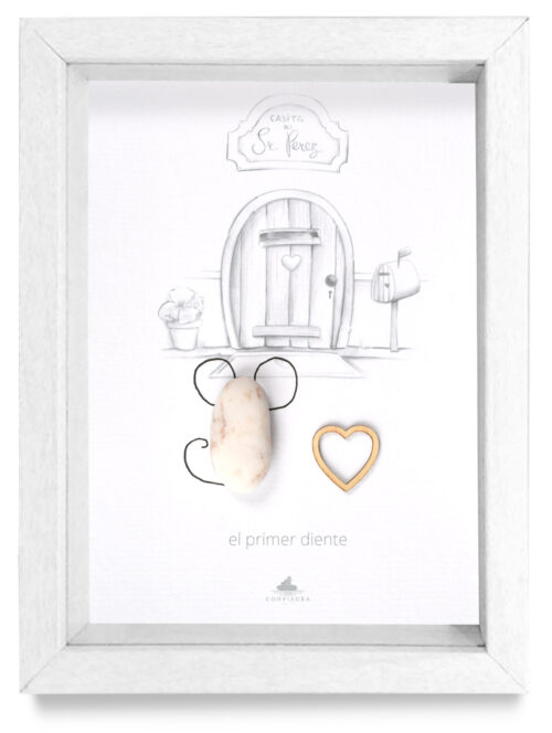 Cuadro Ratoncito Pérez marco blanco