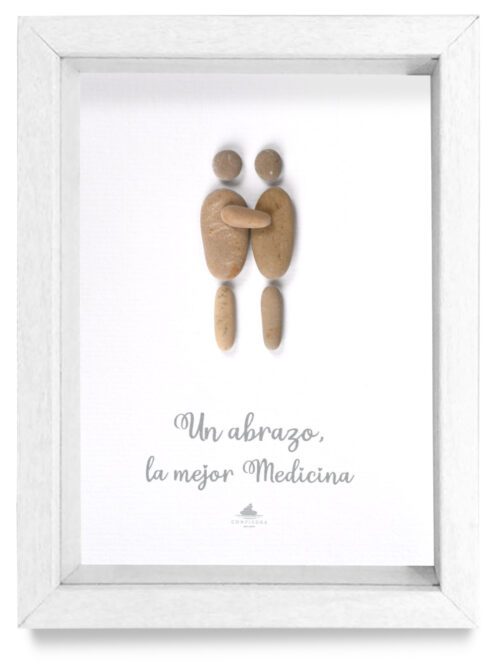 Cuadro Un abrazo en marco blanco