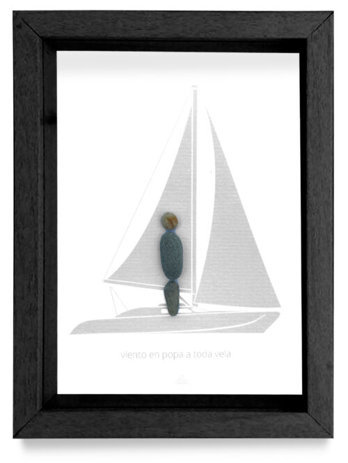 Cuadro aficiones Velero marco negro