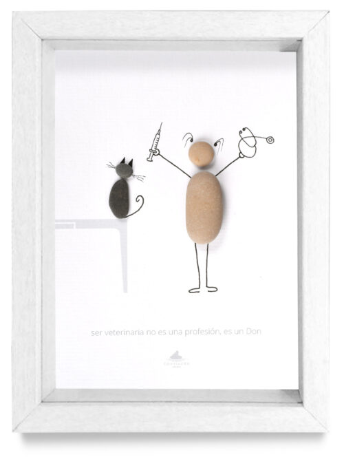 Cuadro serie profesiones veterinaria marco blanco