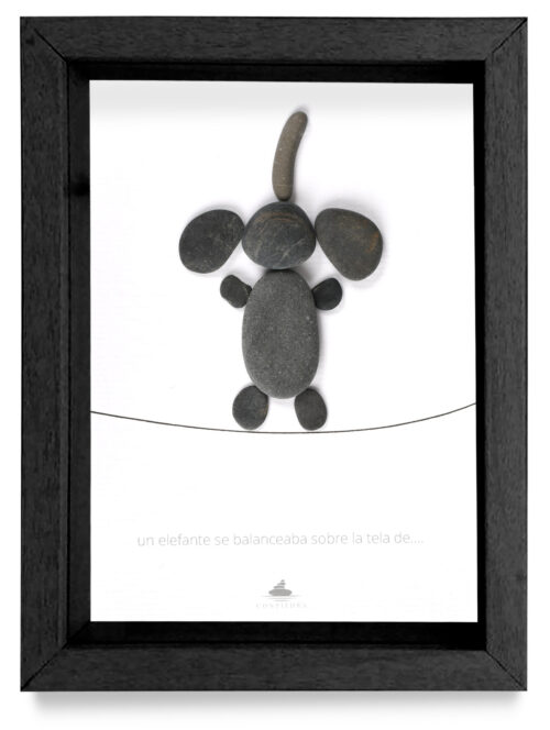 Cuadro Elefante tela de araña negro