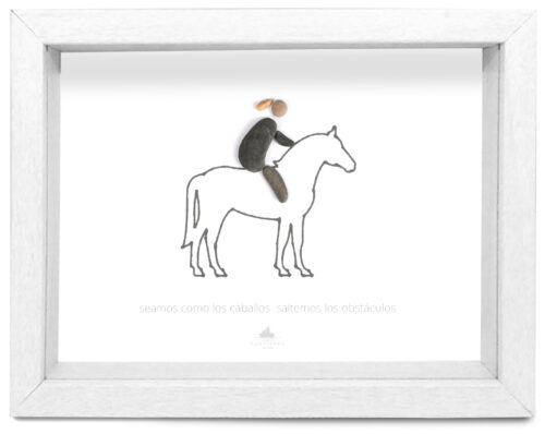 Cuadro aficiones Equitación marco blanco