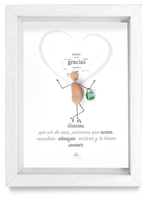 Cuadro Gracias marco blanco