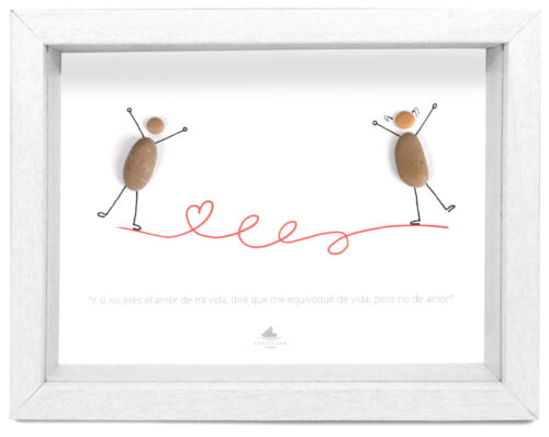 Cuadro hilo rojo horizontal marco blanco