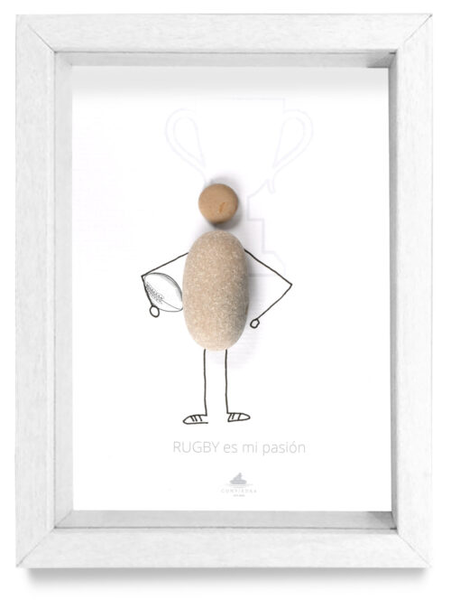 Cuadro aficiones Pasión por el rugby cerco blanco