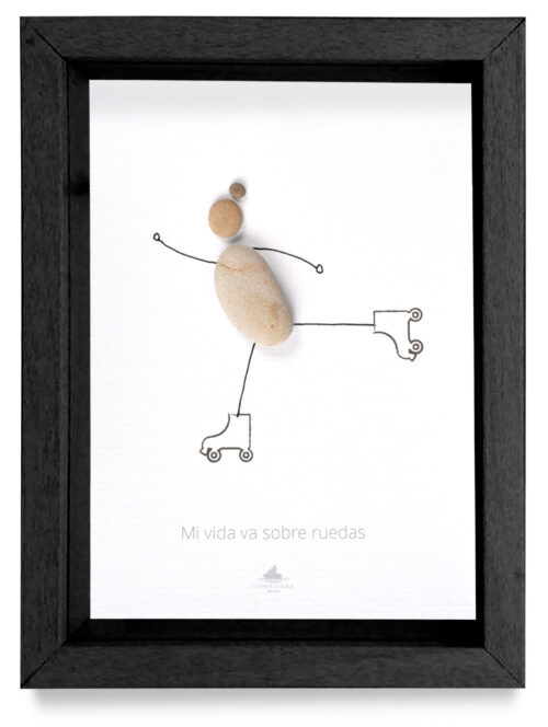 Cuadro aficiones Patinadora cuatro ruedas marco negro