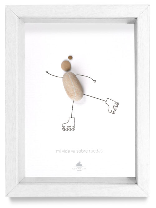 Cuadro aficiones Patinadora línea marco blanco