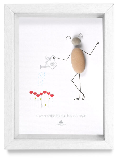 Cuadro Hay que regar el amor marco blanco