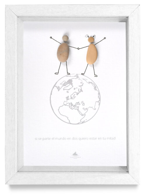 Cuadro Si se parte el mundo marco blanco