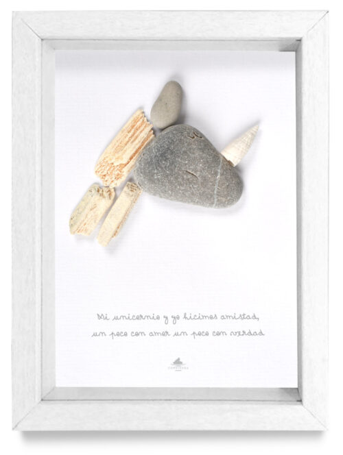 Cuadro Unicornio marco blanco