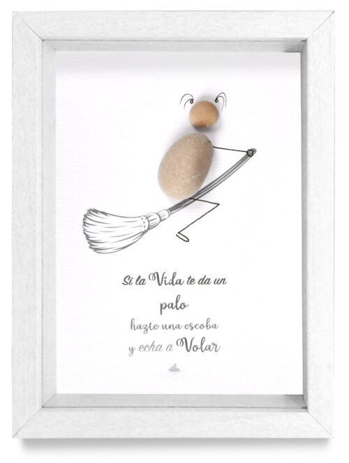 Cuadro Palos en la vida marco blanco