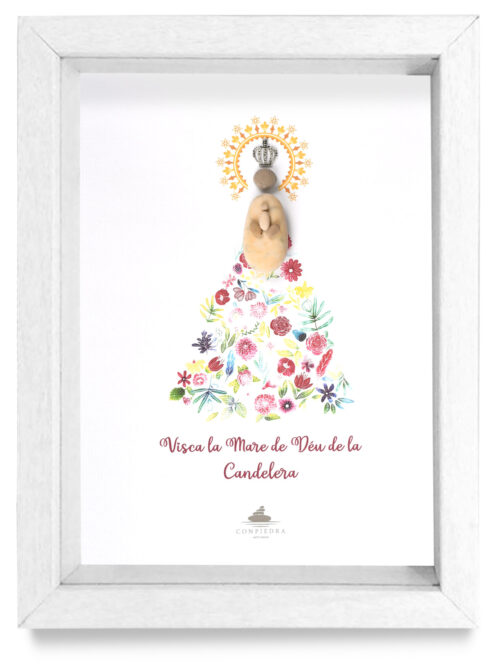 Cuadro Virgen de la Candelera marco blanco