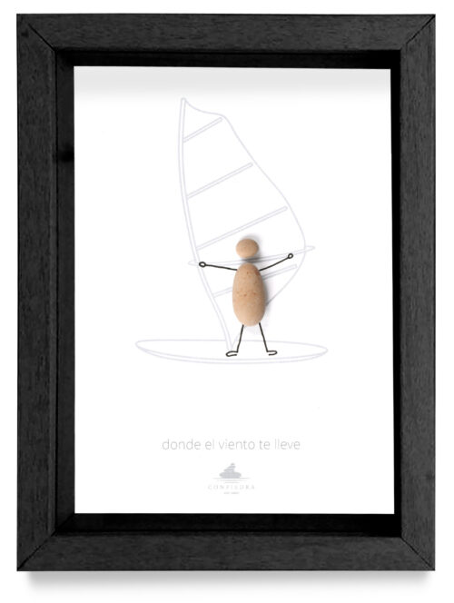 Cuadro aficiones Windsurf marco negro